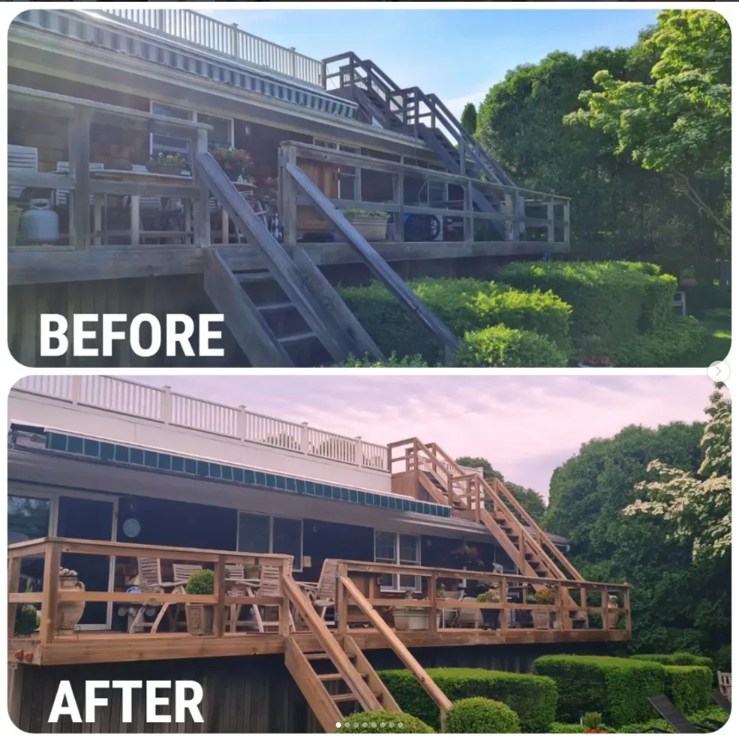 Deck renovation on Long Island - before and after
